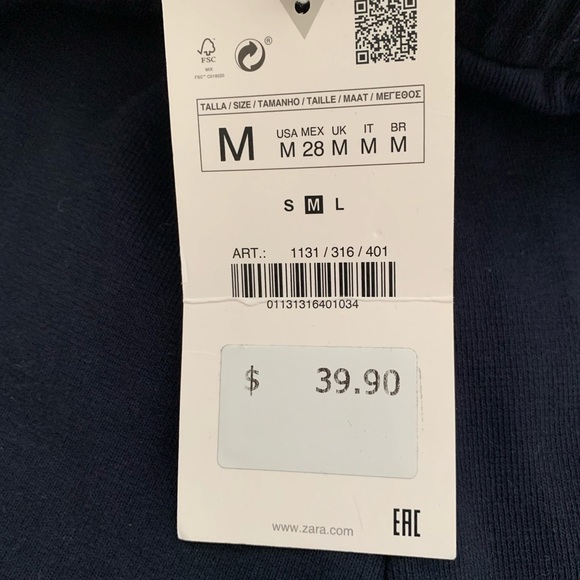 Zara Medium Thick Cotton Wide Leg Opening Navy Pants NWT - Picture 8 of 12